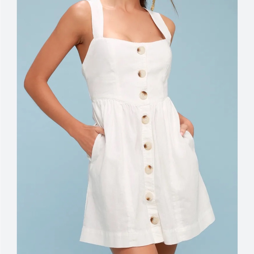 Free People Carolina White Button Up Mini Dress